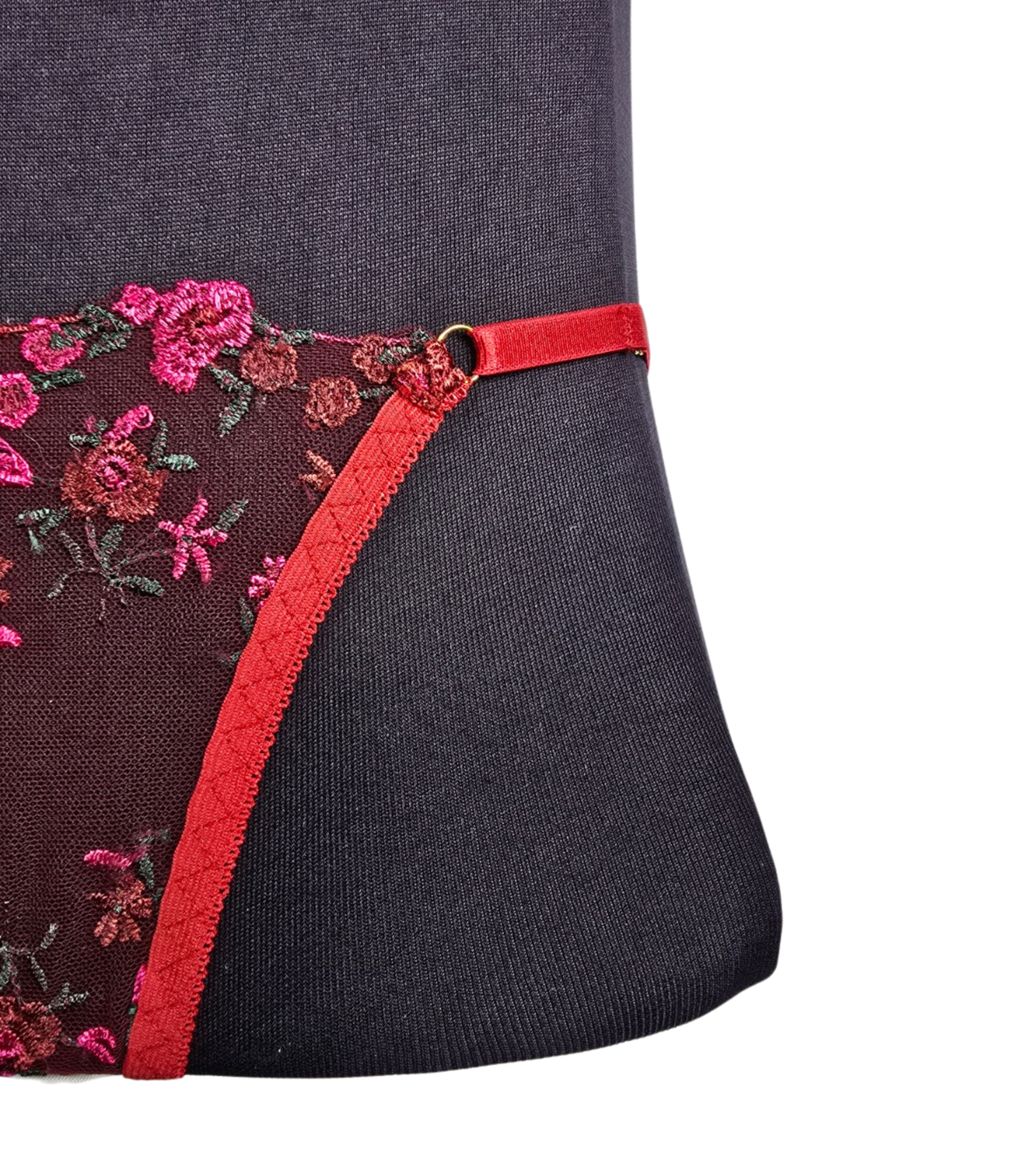 Scarlet Blossom Embroidered Lingerie Set