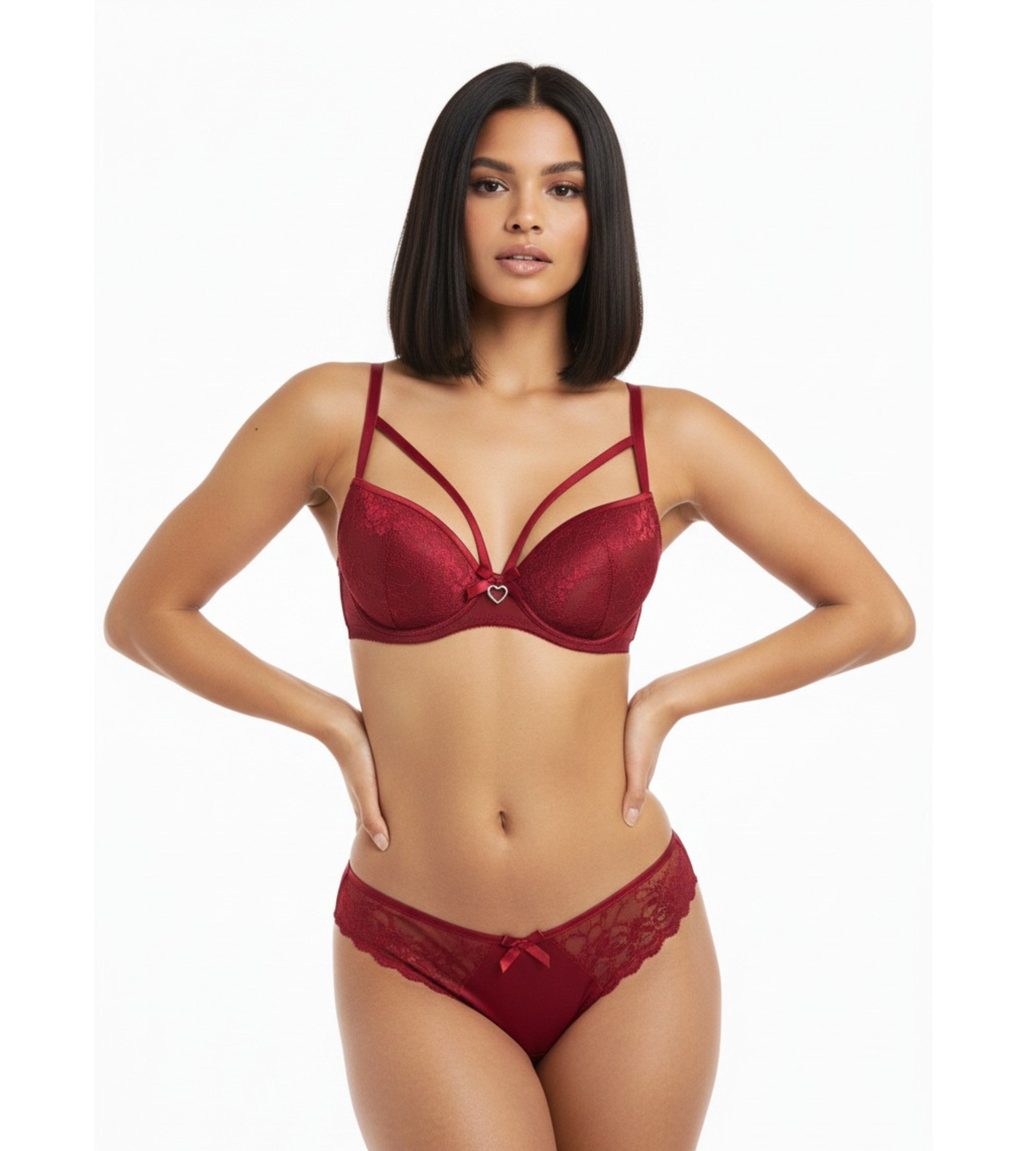 Red silk lingerie set