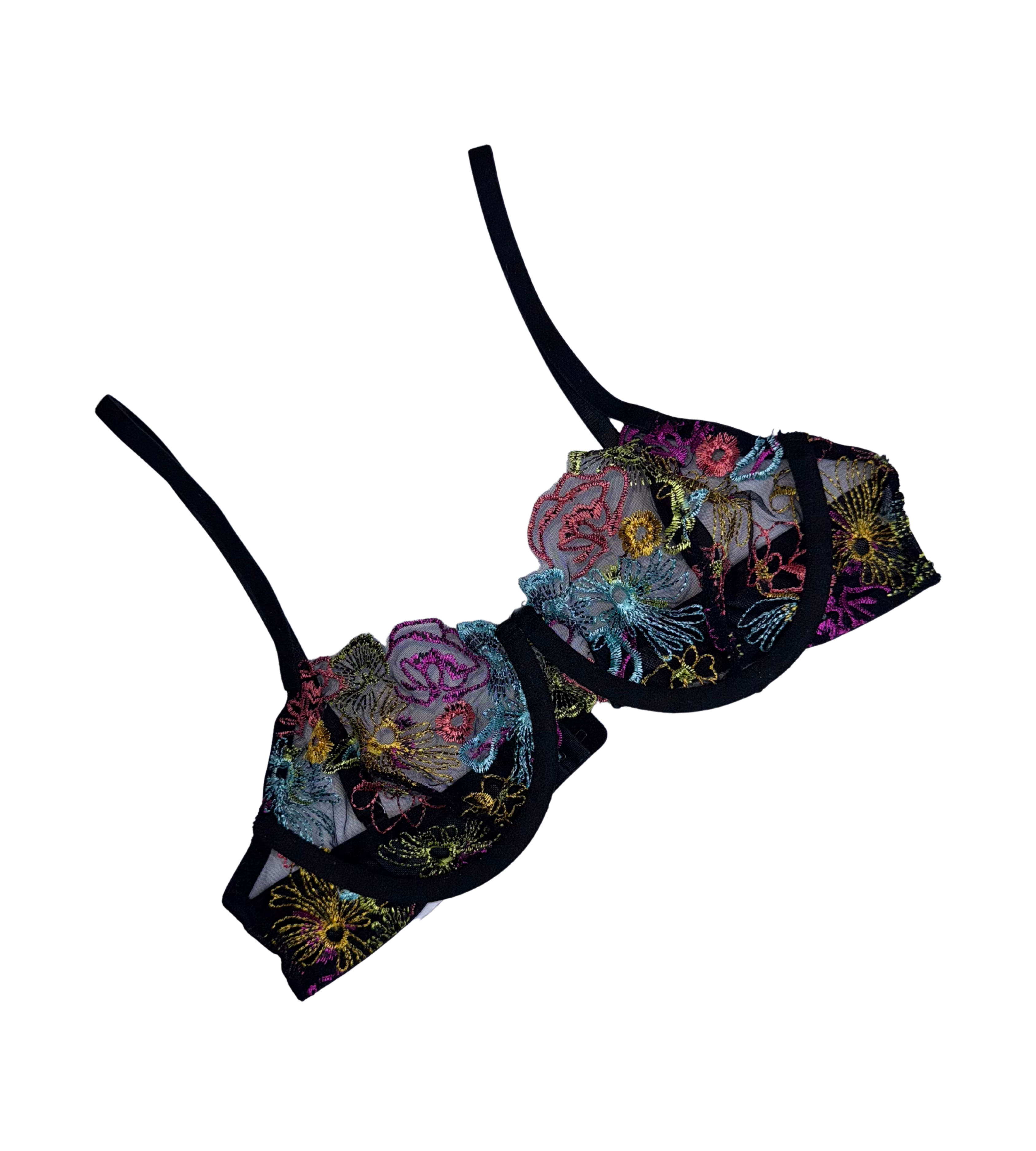 Floral Embroidered Lingerie Set – 3-Piece