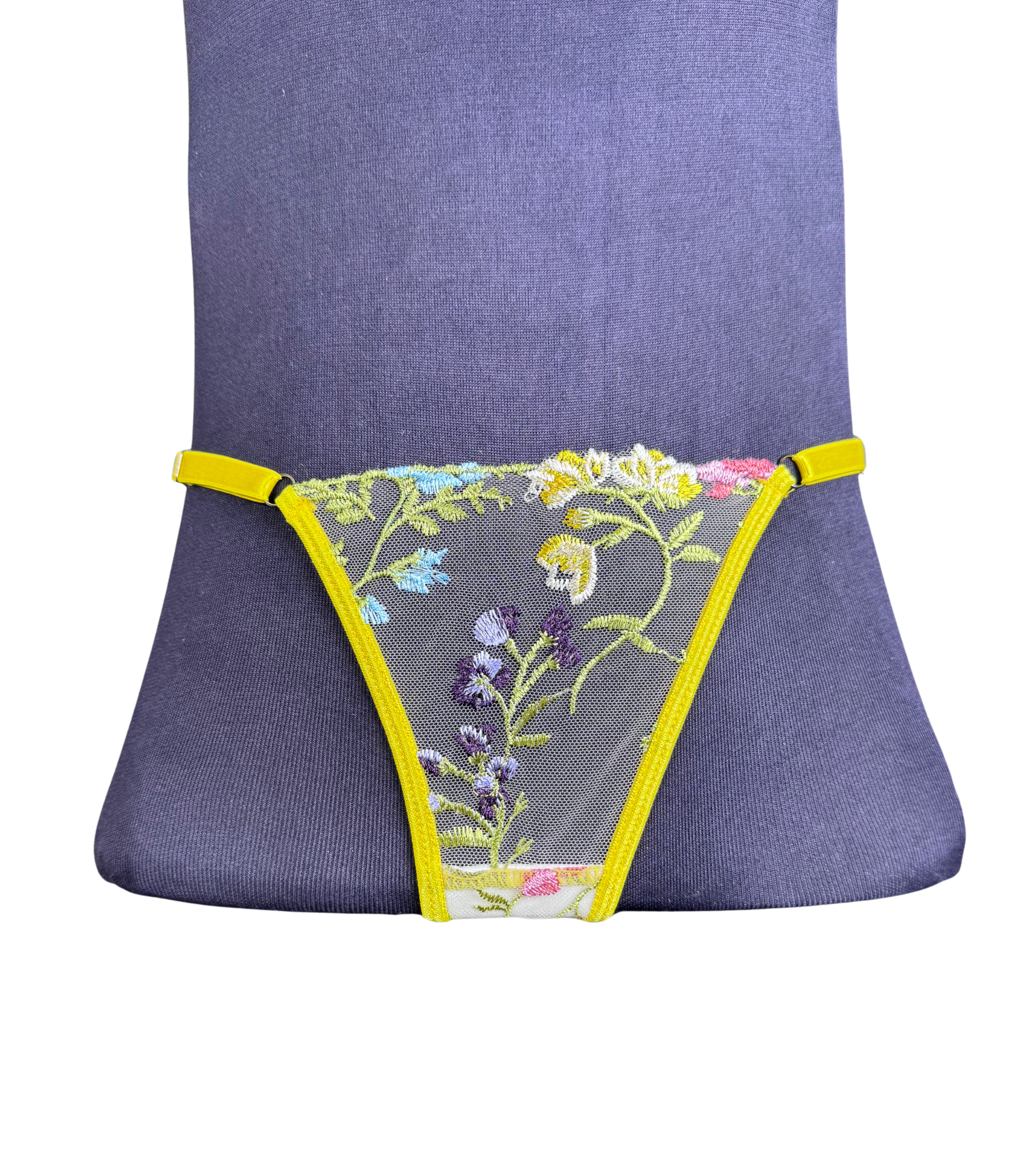 Yellow Floral Embroidered Lingerie Set