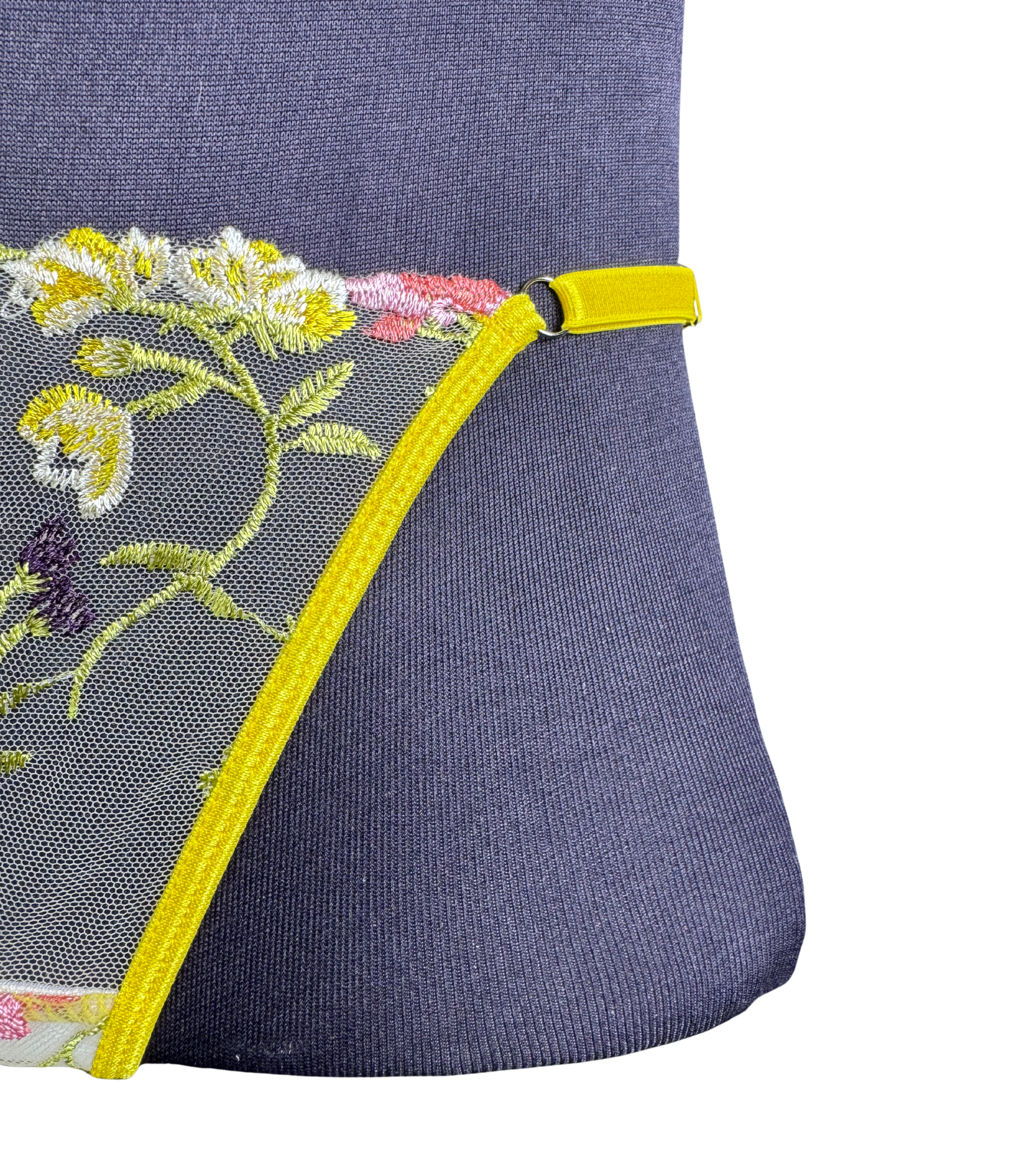 Yellow Floral Embroidered Lingerie Set