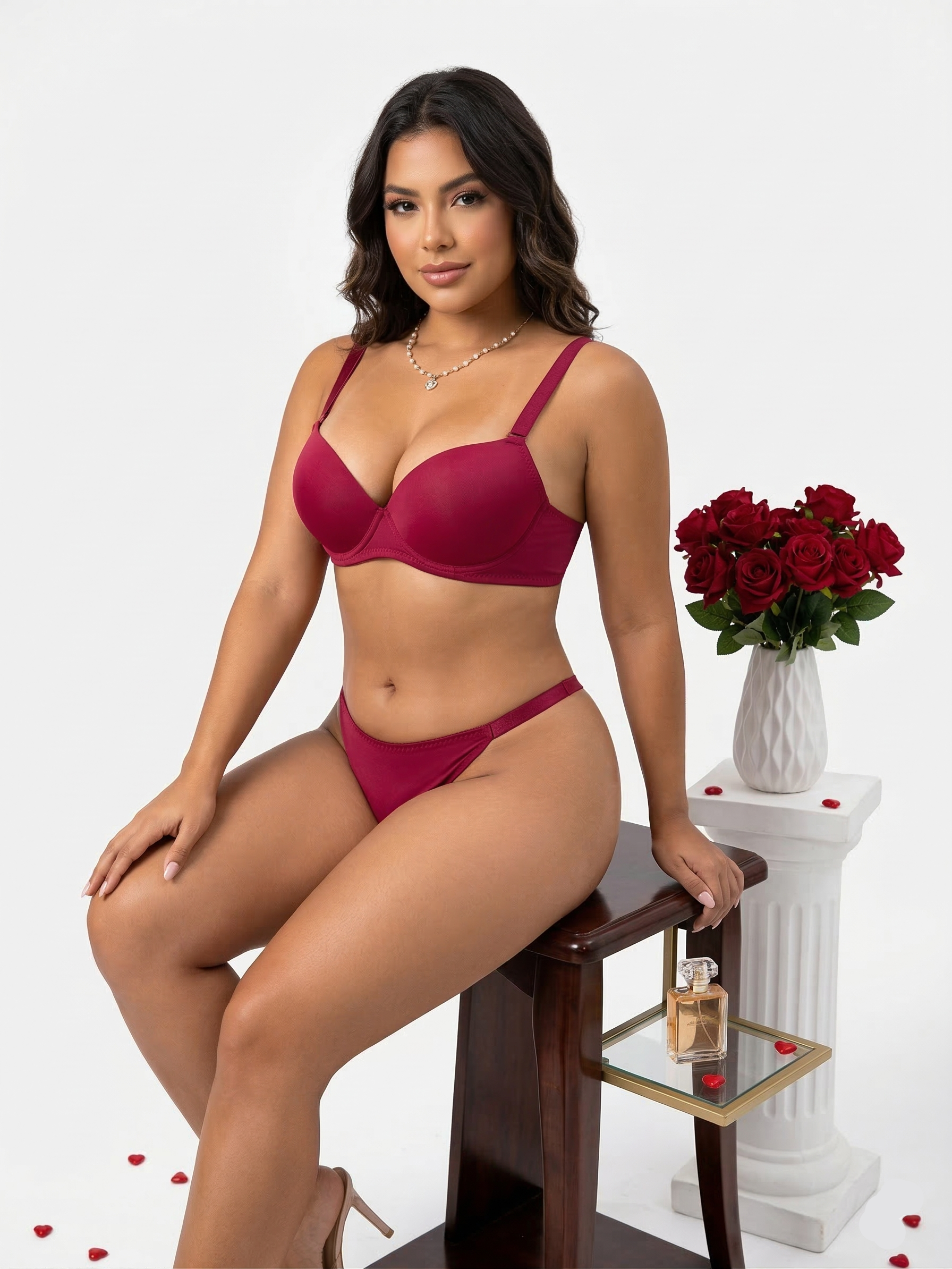 Crimson Contoured Underwire Bra & Thong Set
