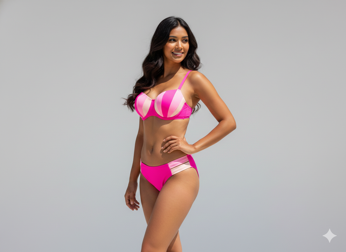 Pink Pop Colorblock Bikini Set
