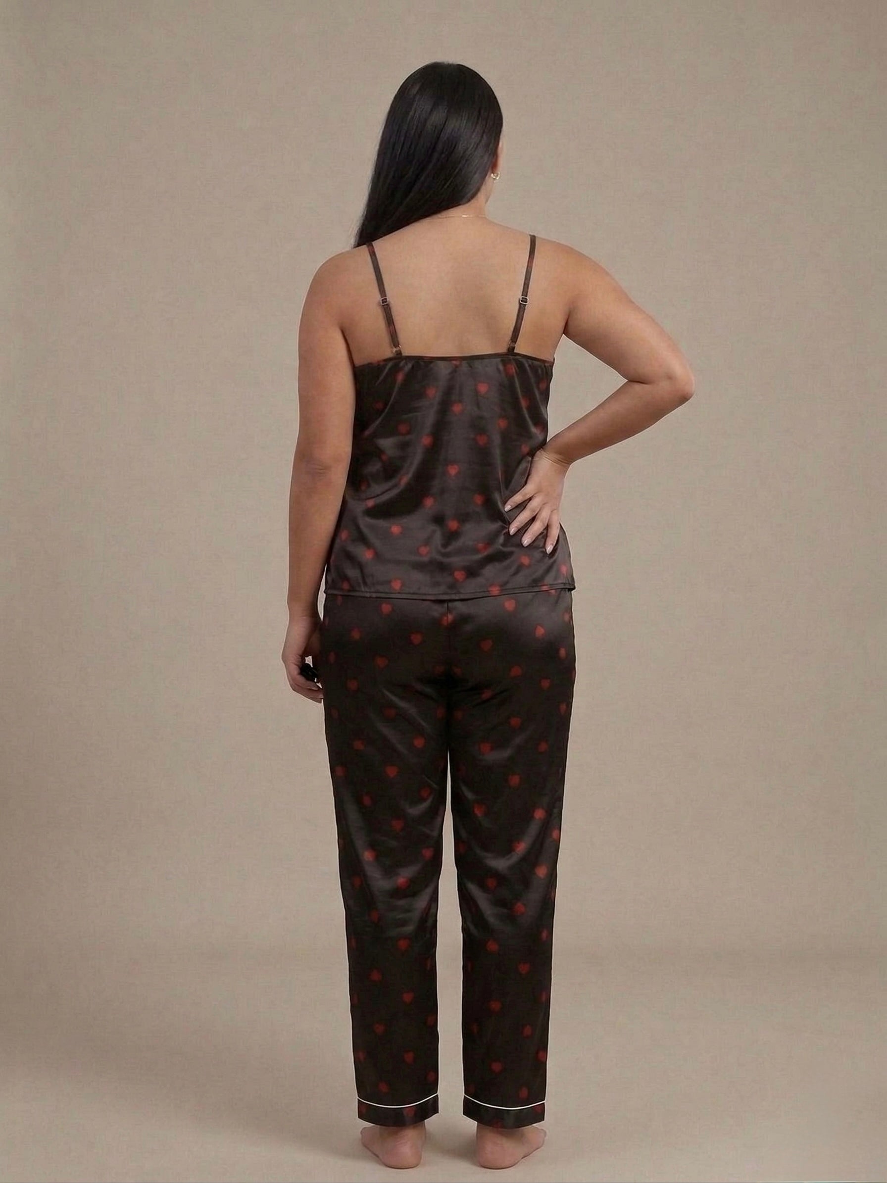 Satin Cami & Trouser Heart Set