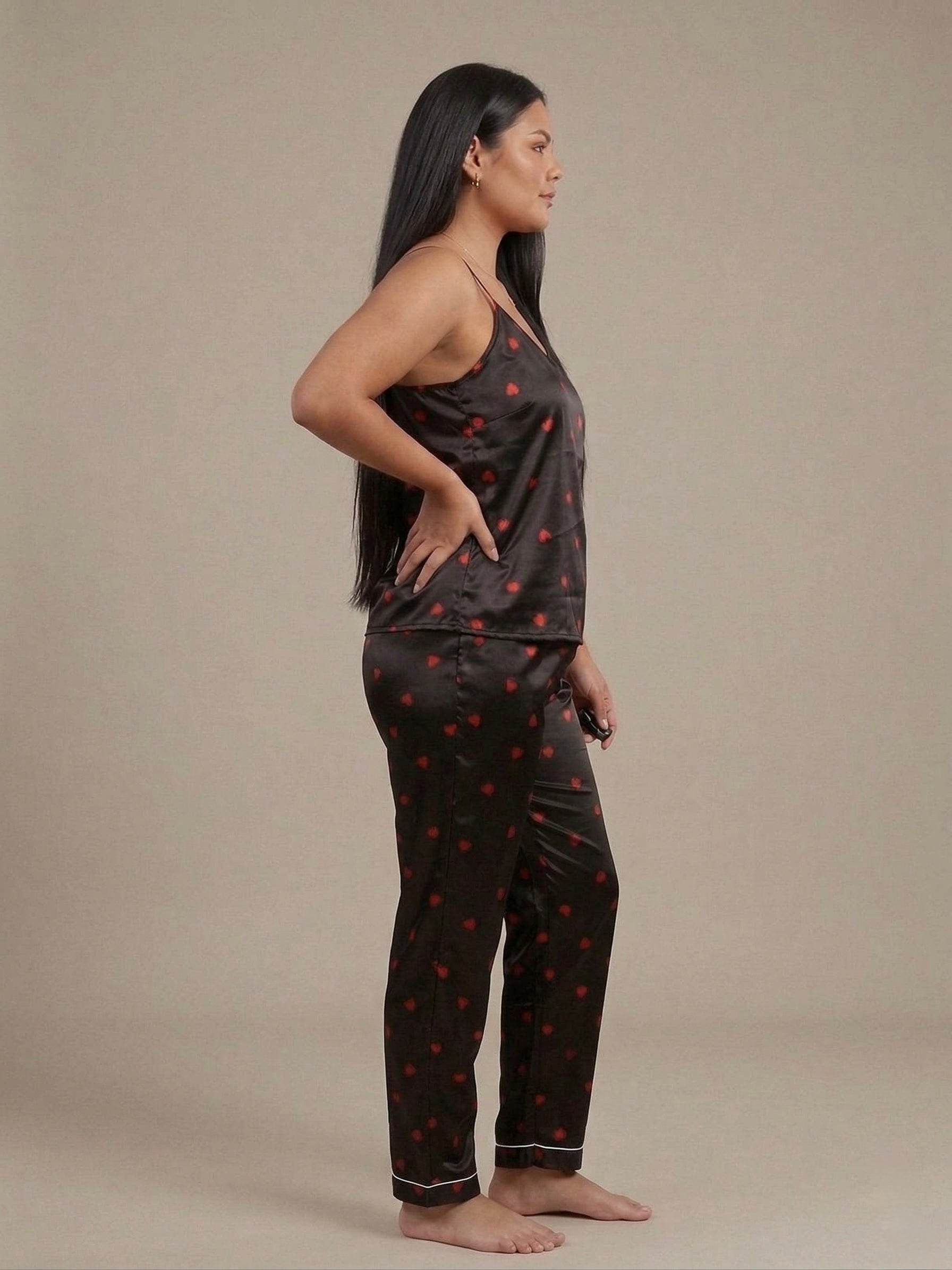 Satin Cami & Trouser Heart Set