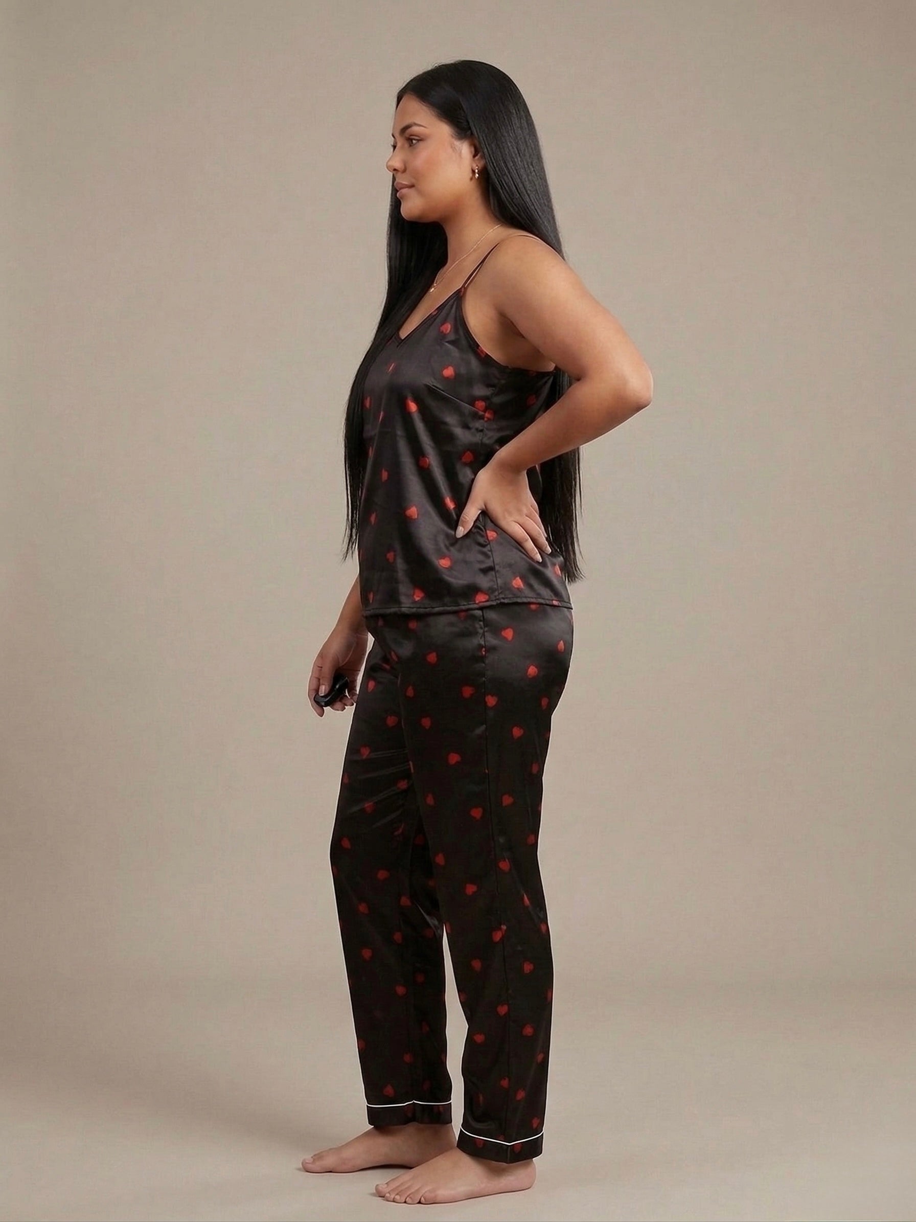 Satin Cami & Trouser Heart Set